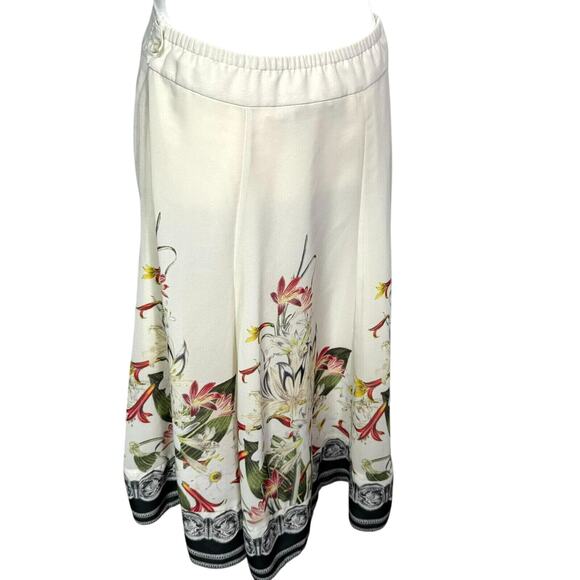 SOFT SURROUNDING XS Petite Skirt Floral Lilly Pattern Watercolor Art to Wear Tan - Picture 2 of 6